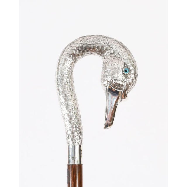 Antique Sterling Silver Swan Walking Stick Cane, 1890s For Sale - Image 12 of 14