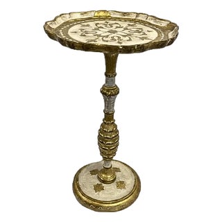 Vintage Italian Florentine Giltwood Pedestal Side Table For Sale