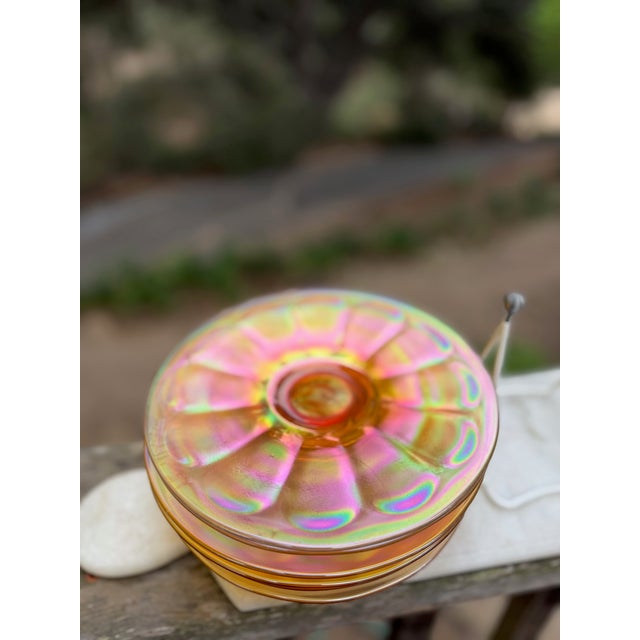 Vintage Imperial Glass | Wide Panel Marigold Carnival Plates | Set of 6 | 7.5" D For Sale - Image 13 of 16