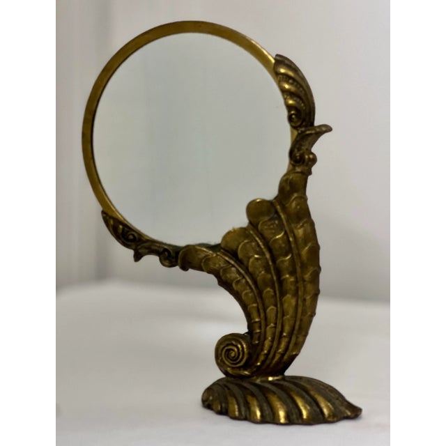 Maitland - Smith Late 20th Century Maitland Smith Art Nouveau Style Standing Brass Nautilus Magnifying Glass For Sale - Image 4 of 10