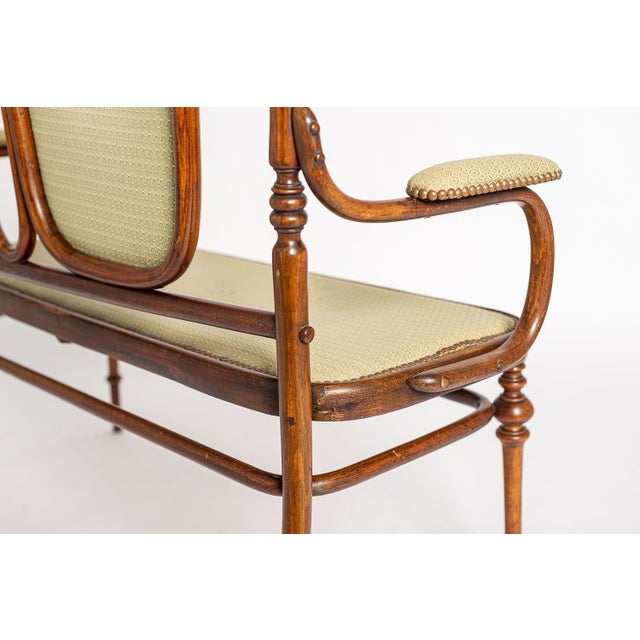 1900 - 1909 Antique Art Nouveau Bentwood Loveseat Bench and Side Chairs Salon Suite, 1900s For Sale - Image 5 of 10