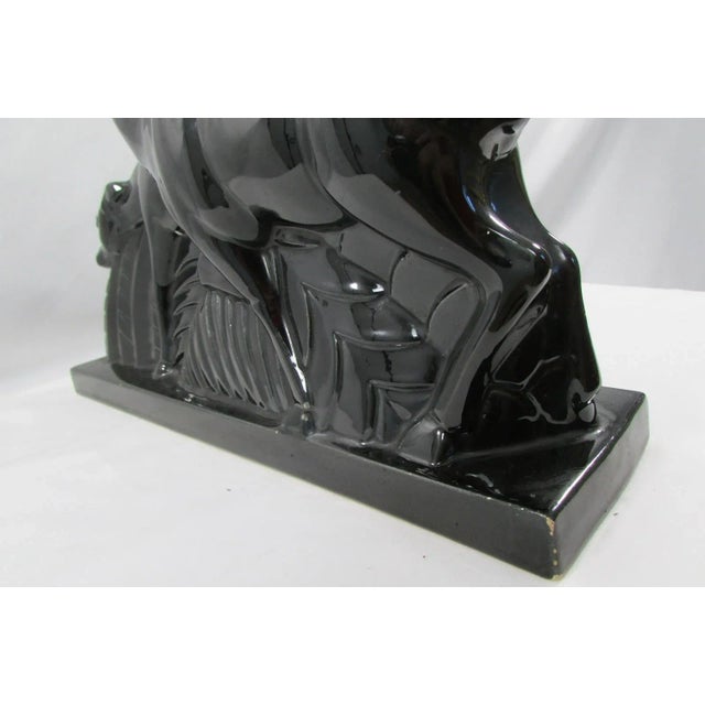 1920s Black Ceramic Antelopes Sculpture by Lemanceau for Saint Clément, 1920s For Sale - Image 5 of 10