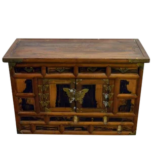 Antique Korean Chest With Butterfly Pattern Brass Hardware From the 19th Century