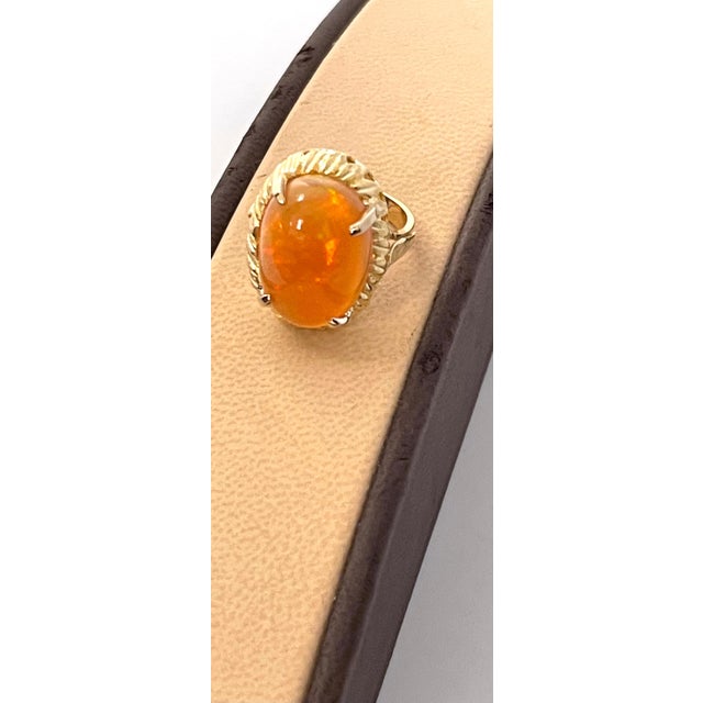 14 Carat Oval Shape Ethiopian Opal Cocktail Ring 14 Karat Yellow Gold Solid Ring For Sale - Image 4 of 18