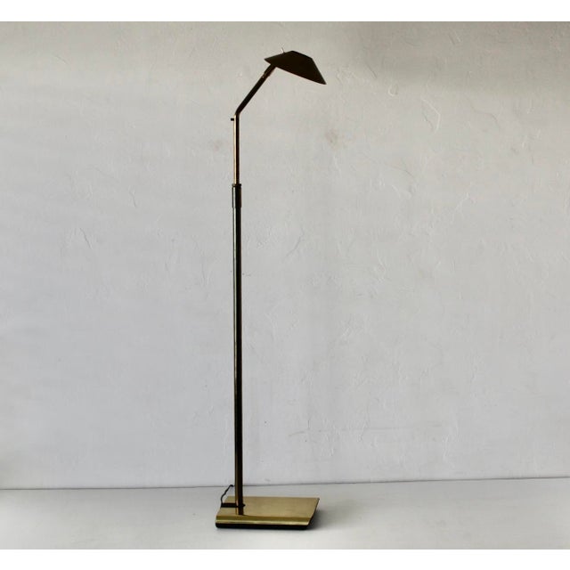 1980s Koch and Lowy Telescoping Brass Floor Lamp Conical Shade Detail Vintage Modern For Sale In Miami - Image 6 of 18