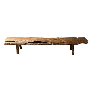Andrianna Shamaris Teak Wood Log Style Bench For Sale