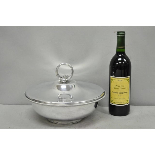 Vintage BW Buenilum Silver Plated Aluminum Art Nouveau Covered Serving Dish with Removable Glass Divided Liner. Circa Mid...
