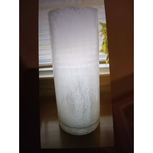 White Tall White Hand Blown Art Glass Vase For Sale - Image 8 of 8