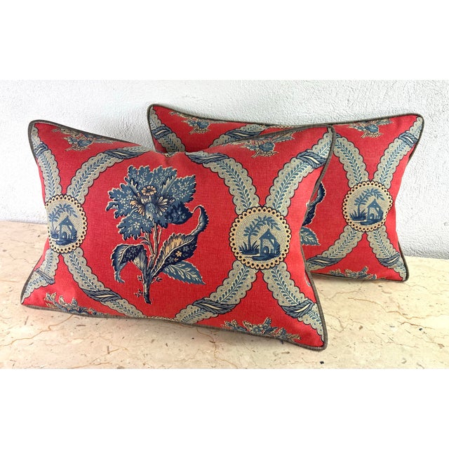 Vintage Brunschwig & Fils French Country Cotton Lumbar Pillows/Pair For Sale - Image 10 of 10