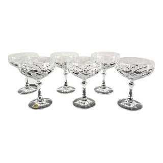1980s Schott Zwiesel German 24% Lead Crystal Champagne Coupes - Set of 6 For Sale