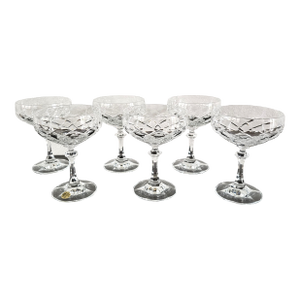 1980s Schott Zwiesel German 24% Lead Crystal Champagne Coupes - Set of 6