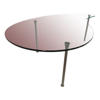 Minimalist Tripod Coffee Table in Steel and Glass, 1970s For Sale