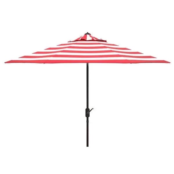 Not Yet Made - Made To Order Outdoor UV Resistant Iris Fashion Line 9ft Auto Tilt Umbrella - Red Stripe For Sale - Image 5 of 5