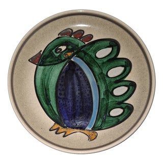Vintage Ceramic Decorative Plate with Bird Motif, 1970s For Sale