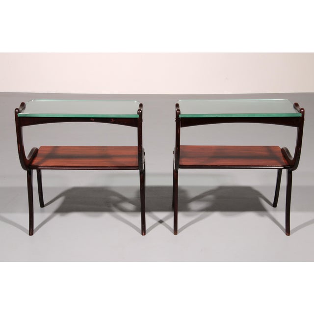 Brown Mid-Century Italian Set Side Tables attributed to Ico Parisi by Ico Parisi, 1950, Set of 2 For Sale - Image 8 of 12