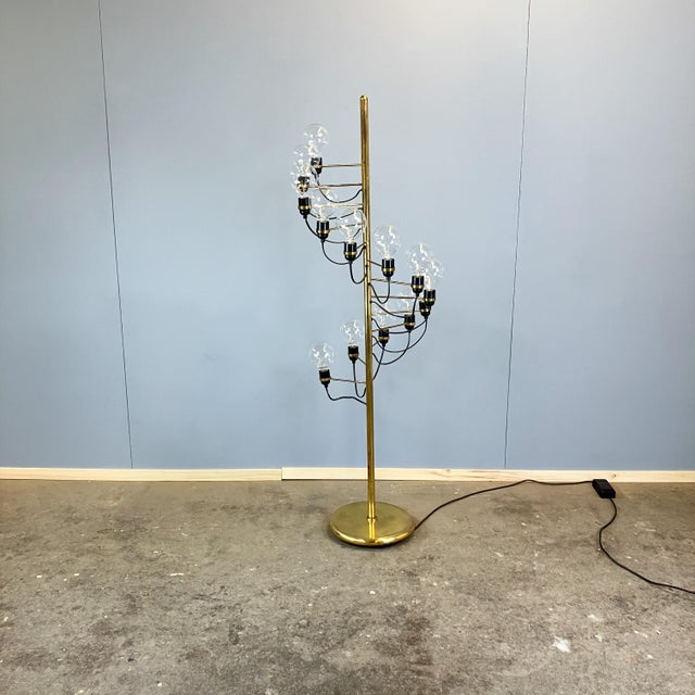 Metal Space Age Brass Cascade Floor Lamp from Star-Leuchten, 1970s For Sale - Image 7 of 12