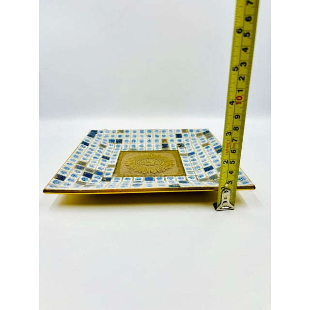Gold Georges Briard Regalia Mid-Century Mosaic Tile & Glass Tray For Sale - Image 8 of 10