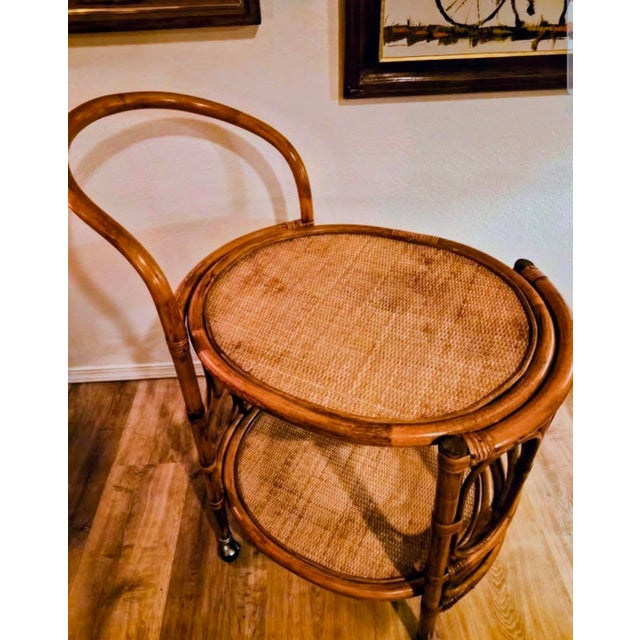 Mid-Century Modern Mid-Century Bent Bamboo Bar Cart For Sale - Image 3 of 3