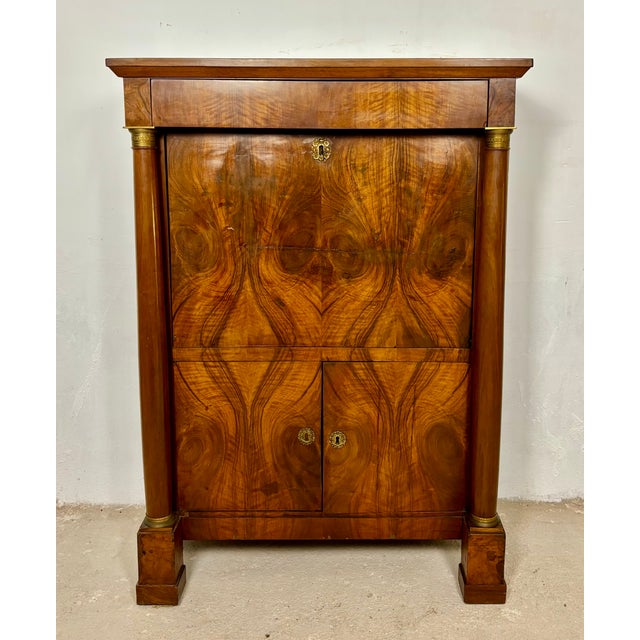 Large French Empire Walnut Secretaire, 1920 For Sale - Image 3 of 18