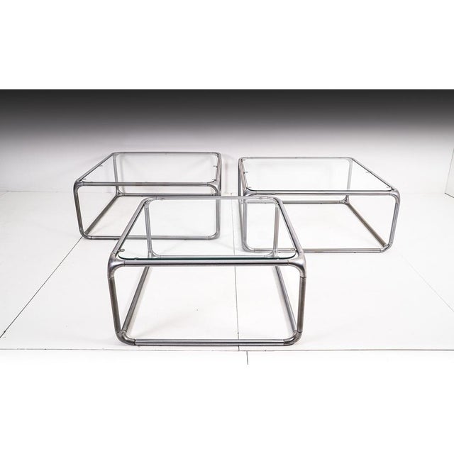 Lounge Coffee Tables in Glass & Metal, 1970s, Set of 3 For Sale - Image 5 of 18