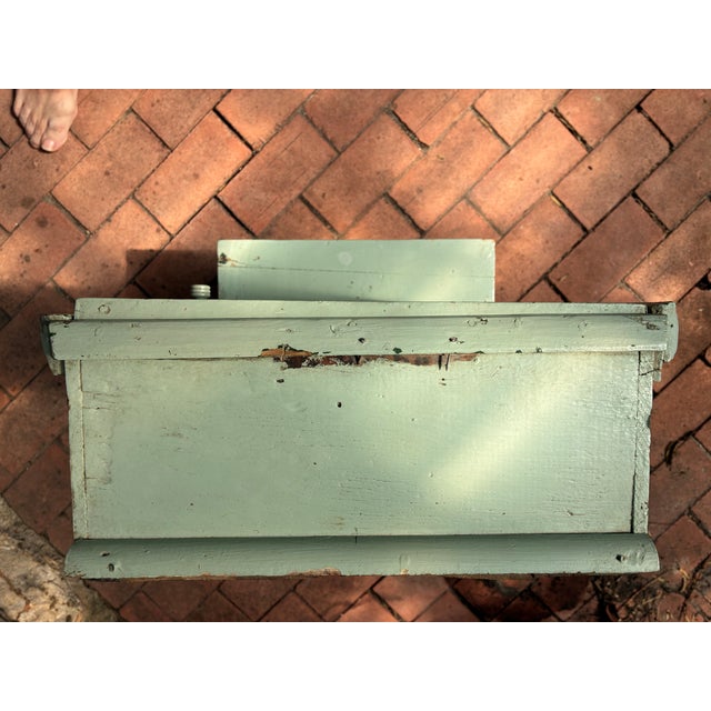 Light Green 1950s Rustic Hanging Painted Wooden Cabinet For Sale - Image 8 of 8