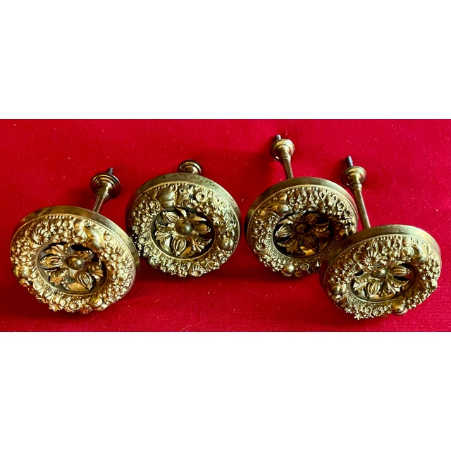 Antique 19th Century French Empire Classical Gilt Brass Curtain Drapery Tie Backs for the American Federal Market - A Set of 4 For Sale - Image 10 of 15