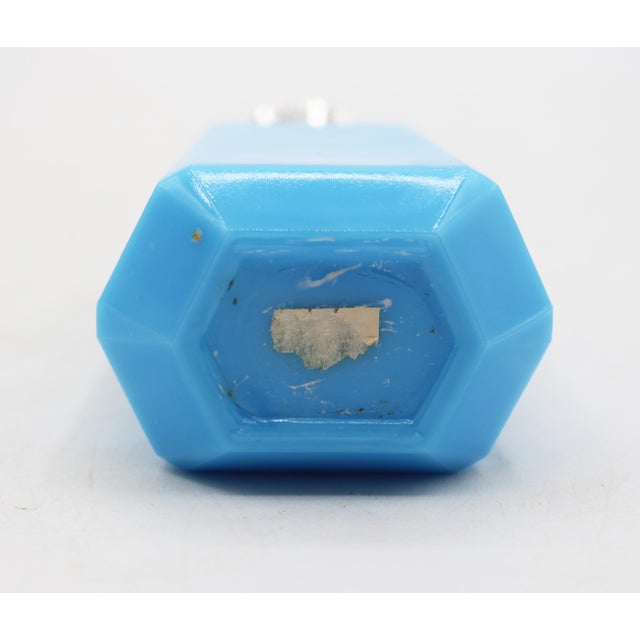 Blue Circa 1920s Art Deco Octagonal French Blue Opaline Glass Snuff Bottle For Sale - Image 8 of 9