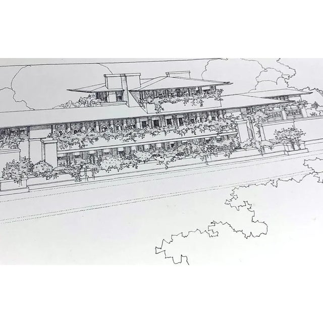 1960s (2) Frank Lloyd Wright Lithograph #’ed Limited ~ Robie House Drawings (2pc Set) With Frames Included For Sale - Image 5 of 7