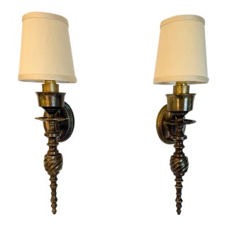 1990s Mid-Century Modern Wall Lights Brass Sconces - Pair For Sale