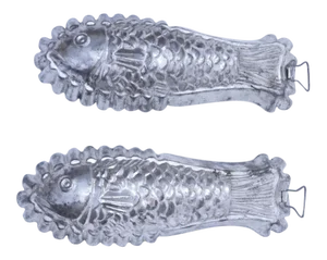 1960s Tinned Steel Fish Molds - a Pair
