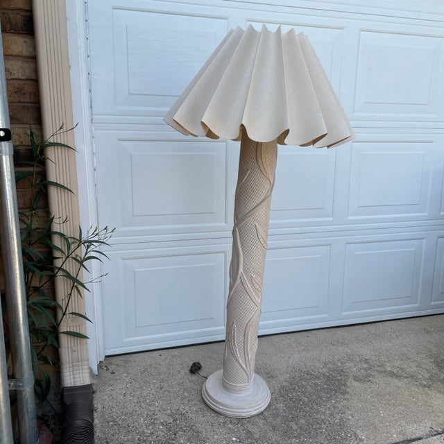 Signed Plaster Banana Leaf Floor Lamp For Sale In Dallas - Image 6 of 8