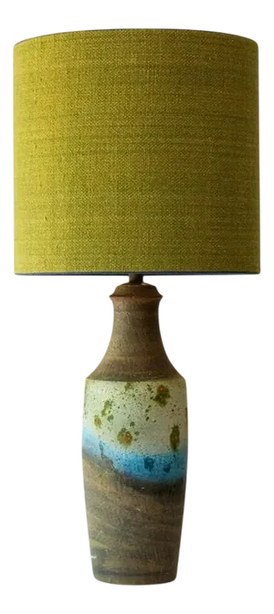 Ceramic Floor or Table Lamp with Silk Lampshade attributed to R. Houben, 1970s