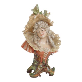 Victorian Late 1800s Lady Female Bust Porcelain Figurine 4617b For Sale