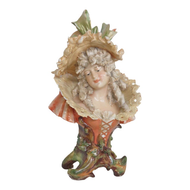 Victorian Late 1800s Lady Female Bust Porcelain Figurine 4617b For Sale