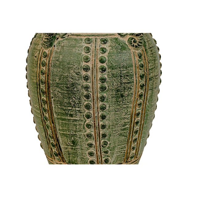 Large Primitive Antique Chinese Emerald Green Elephant Vase For Sale In Tulsa - Image 6 of 9