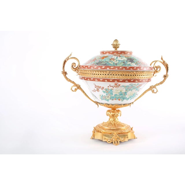 Early 20th Century Large Bronze Mounted Imari Porcelain Footed Centerpiece For Sale - Image 13 of 13