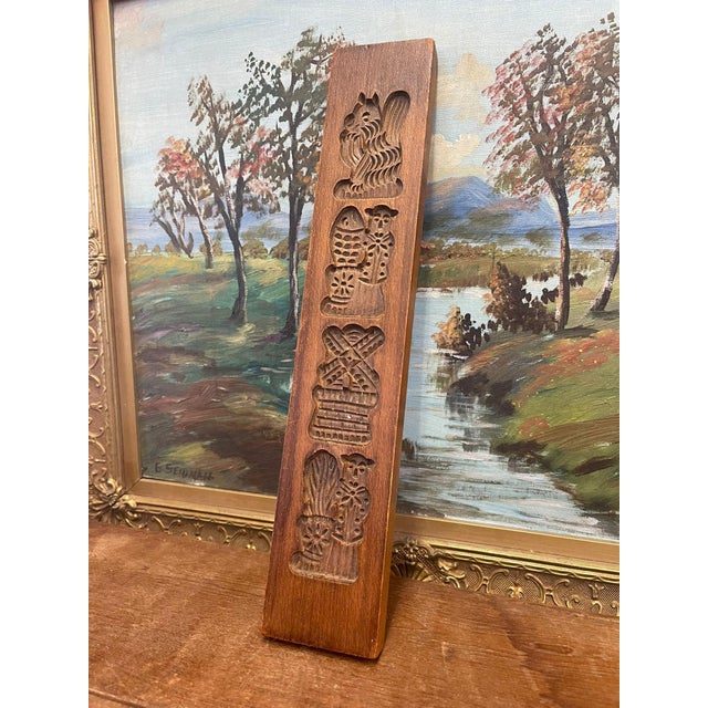 Vintage Wooden Dutch Folk Style Cookie Mold Decorative Primitive Decor. For Sale - Image 4 of 7