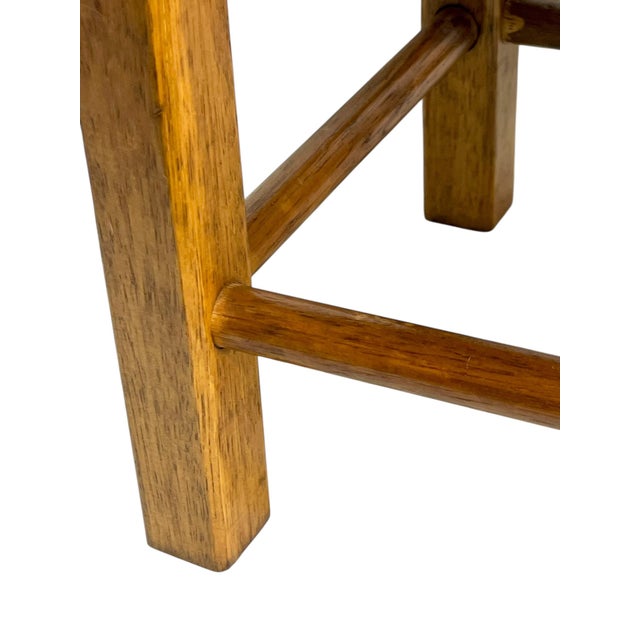 Antique English Country House Woven Reed and Pine Stool For Sale - Image 9 of 17