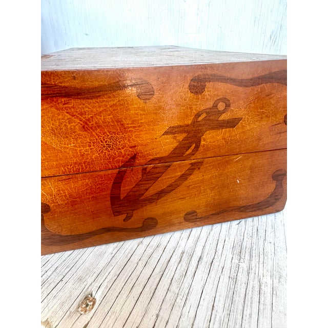 American Rare Antique Coast Guard Handmade Inlaid Travel Backgammon Set For Sale - Image 3 of 12