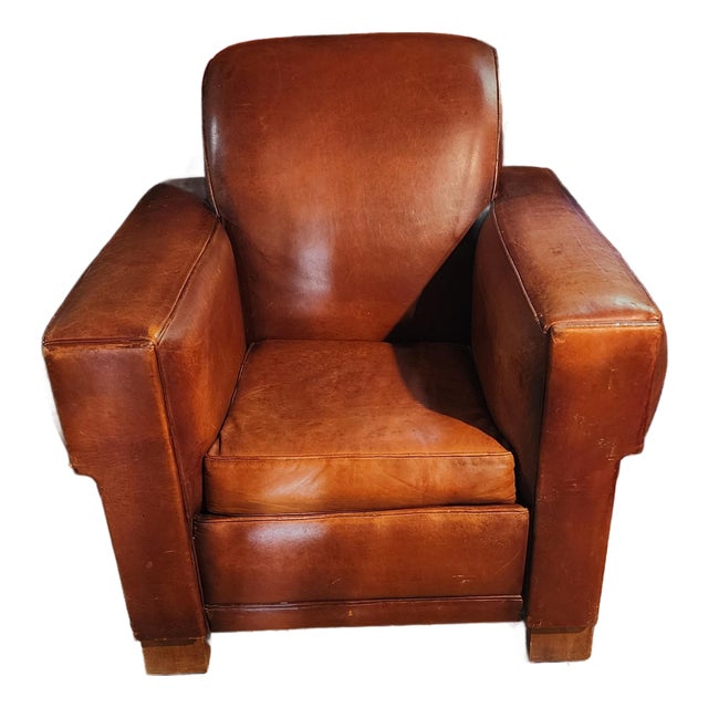 Vintage French Art Deco Club Chair For Sale