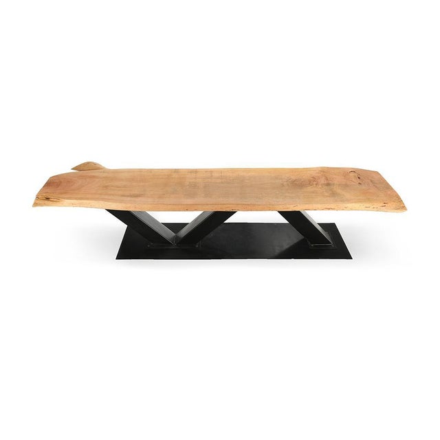Wood Large Wooden Table with Steel Feet For Sale - Image 7 of 7
