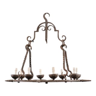 Mid 20th Century French Eight-Light Chandelier For Sale