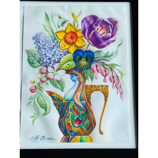 Contemporary Framed Origianl Ann Nichols Fantasy Water Color Still Life For Sale - Image 3 of 13