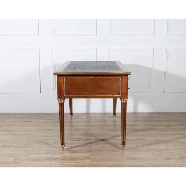 19th Century Louis XVI–Style Mahogany Double-Sided Desk with Leather Top For Sale - Image 10 of 13