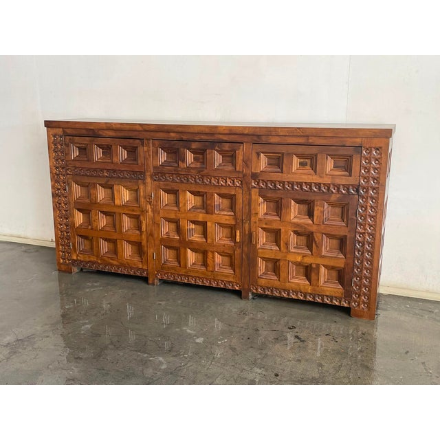 Spanish Pine Brutalist Sideboard, 1960s For Sale - Image 4 of 7