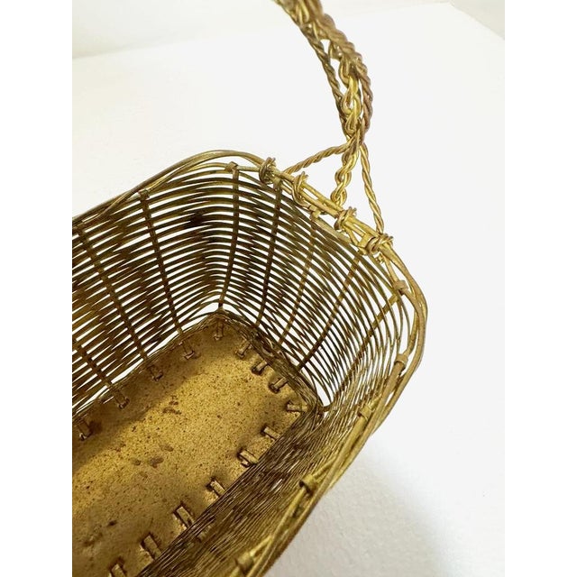 1940s Vintage French Brass Wine Basket Holder For Sale - Image 4 of 8