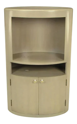 Custom Driftwood Grey Birch Oval Tall Cabinet