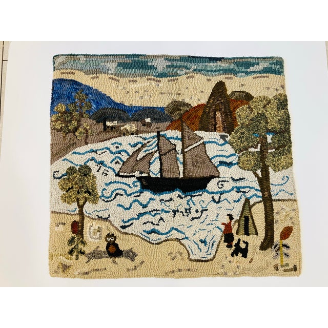 American Folk Art Rug Signed Carol Weatherman For Sale In Boston - Image 6 of 11