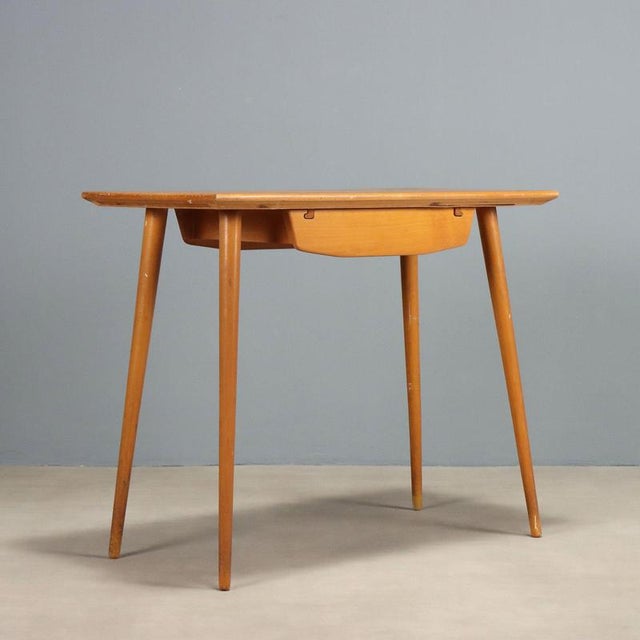 Brown Vintage Beech Wood Desk, 1950s For Sale - Image 8 of 9