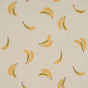 Schumacher X Caroline Z Hurley Banana Stand Hand Block Print Fabric In Ochre And Green On Natural